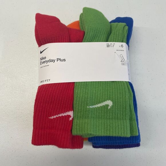 Nike Everyday Plus Cushioned Crew Training Socks M 6 Pack Multi Color SX6897903 - Picture 1 of 4